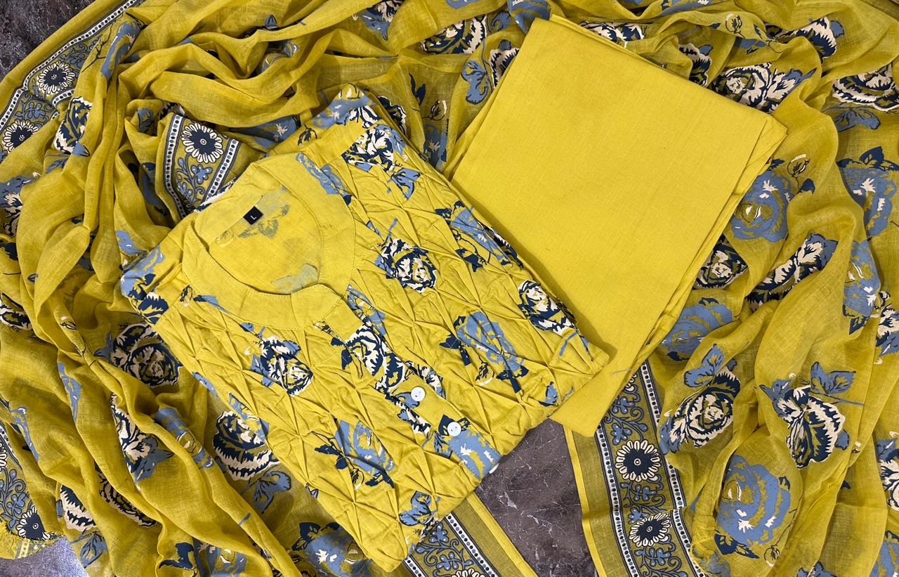 KF Lemon Kalaai Designer Kurti With Bottom Dupatta Wholesale In India